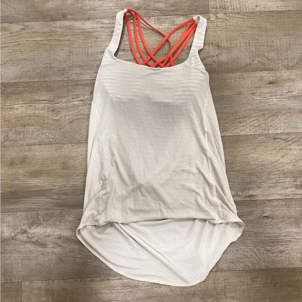 lululemon athletica Cream Tank with Coral Strappy Back